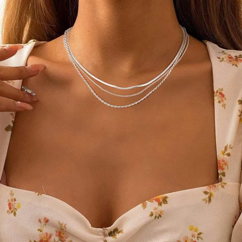 Miniatura 4 de Collar de espiga para mujer, delicado collar de oro, serpiente chapada en oro de 14 quilates, gargantilla de cadena de oro, collares simples