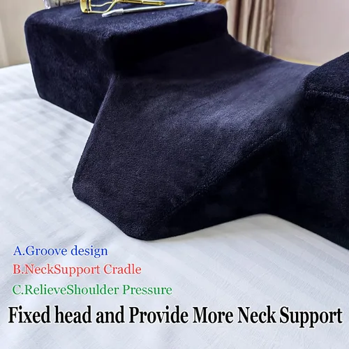 Miniatura 7 de Puransen Almohada de cabeza para amarre, almohada ergonómica de espuma viscoelástica con organizadores laterales, soporte para cuello y espalda
