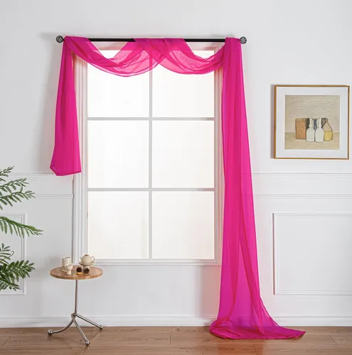 Miniatura 10 de WPM - Bufanda negra para ventana, cenefa extra larga y transparente para ventana, 38 pulgadas de ancho x 216 pulgadas de largo, cenefas de gasa