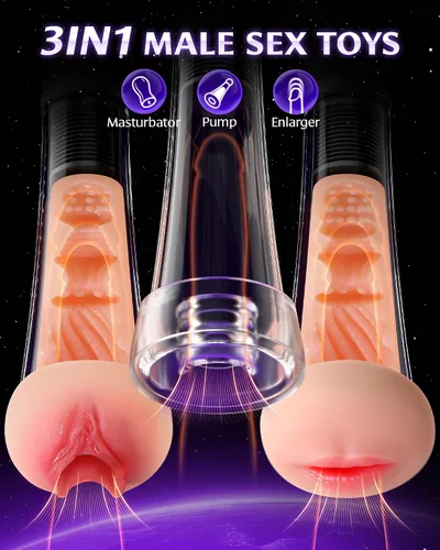 Miniatura 2 de Juguetes sexuales para hombre, juguetes para adultos, masturbador masculino de 3 mangas, bomba de placer de coño de bolsillo, control inteligente