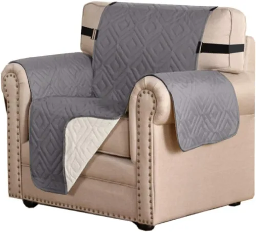 Miniatura 53 de H.VERSAILTEX Funda reversible para silla, protector de muebles antideslizante, resistente al agua, con correas elásticas de 2 pulgadas