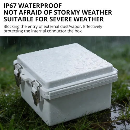 Miniatura 5 de MAKERELE Caja eléctrica impermeable pequeña al aire libre IP67 ABS caja de plástico con placa de montaje, cubierta gris con bisagras, soporte