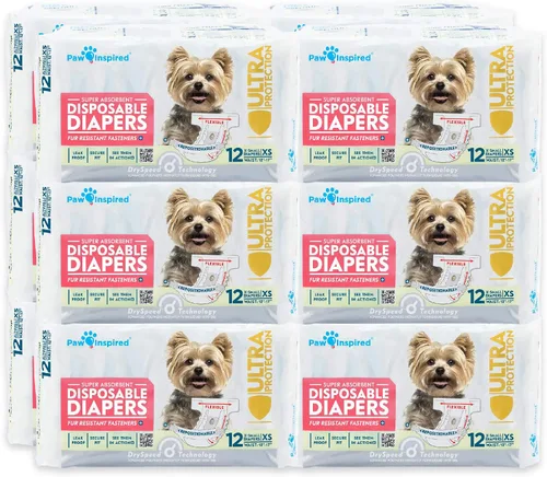 Miniatura 12 de Paw Inspired Pañales desechables para perras Pañales para perros hembra con ultra protección Pañales para perros en celo, que se orinan por