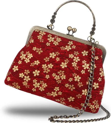 Miniatura 131 de Bolso floral con asa superior, bolso de noche Kiss Lock para mujer, bolso vintage