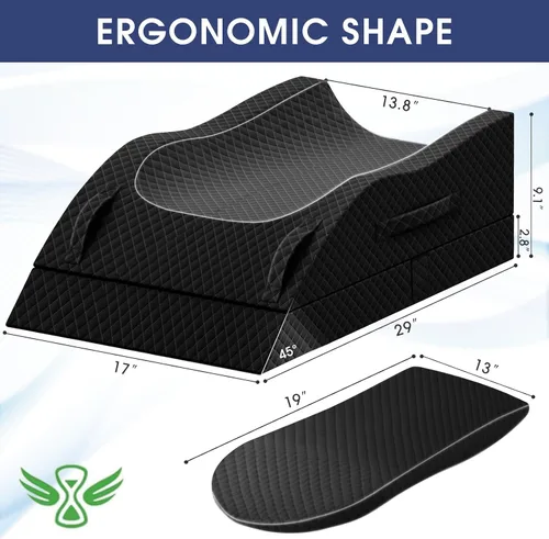 Miniatura 2 de CushZone - Almohada de pierna, almohada elevadora de pierna con almohadilla y espuma viscoelástica, almohada de apoyo de altura ajustable