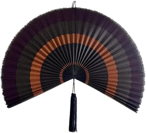 Miniatura 11 de ChumDecor Abanico de bambú para decoración de pared, decoración de abanicos de pared chinos japoneses, cabecero colgante bohemio, ventilador