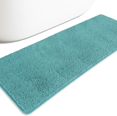 Miniatura 585 de Alfombra de baño pequeña de 12 x 18 pulgadas, lavable y absorbente, antideslizante, alfombra de baño de felpilla gruesa y suave para baño, ducha