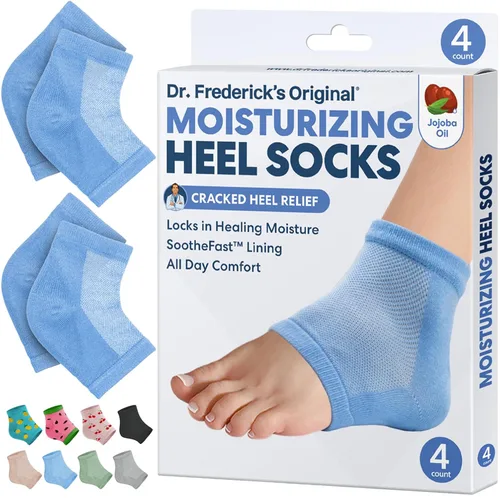 Miniatura 12 de Dr. Frederick's Original- Calcetines hidratantes para el tratamiento del talón agrietado/pies secos para mujeres y hombres, 2 pares, aloe verde Aloe