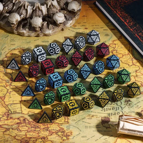 Miniatura 2 de Juego de 5 dados poliédricos para druidas DND (35 piezas) con 1 bolsa de cuero grande, juego de troqueles D&D para juegos de mesa RPG