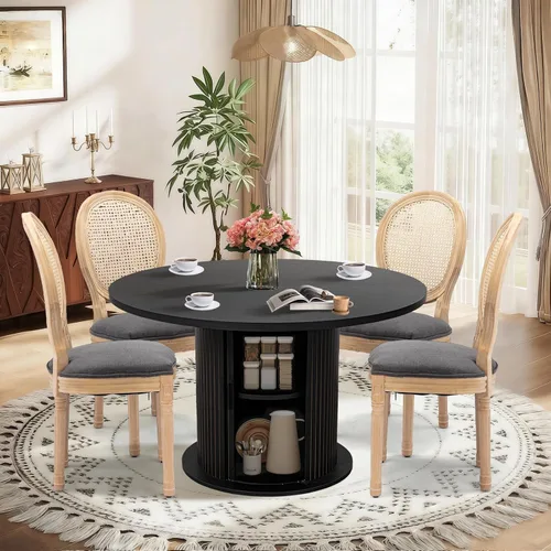 Miniatura 27 de SoarFlash Juego de mesa de cocina y sillas para 4, juego de mesa de comedor de 47 pulgadas para 4 personas con sillas tapizadas de terciopelo, juego