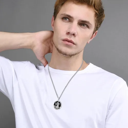 Miniatura 88 de Collar con colgante de plata de ley 925 con medalla de San Patrón, joyería religiosa para hombres y mujeres, con cadena de acero inoxidable 316L