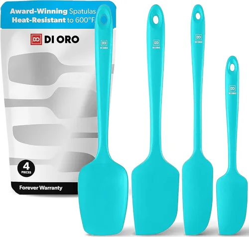Miniatura 15 de DI ORO Juego de espátulas de silicona – Espátulas de cocina de goma para hornear, cocinar y mezclar – Resistente al calor a 600 °F y libre de BPA