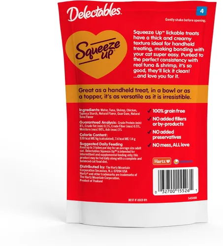 Miniatura 6 de Delectables Squeeze Up - Puré cremoso exprimible, golosinas húmedas para lamer para gatos, sin granos, sin rellenos añadidos, sin subproductos, sin