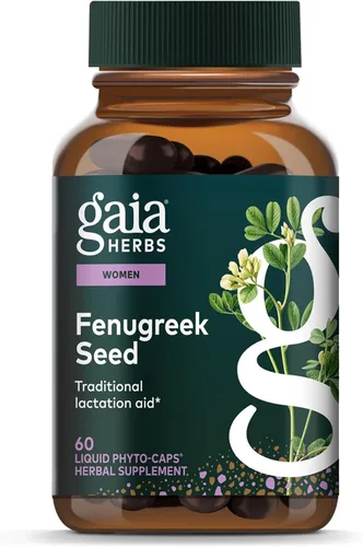 Gaia Herbs Semilla de fenogreco - Ayuda a apoyar la lactancia saludable y la producción de leche materna* - Hecho con semillas de fenogreco - 60