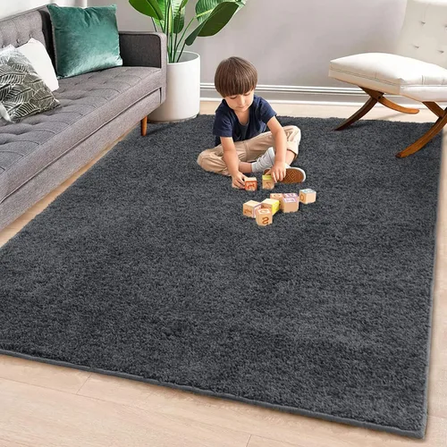 Miniatura 18 de Fashionwu Alfombra grande esponjosa de 5 x 8 pies, alfombra de felpa para sala de estar, guardería, antideslizante, alfombra mullida para decoración