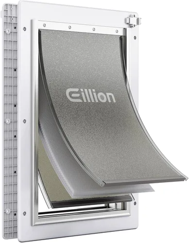 Miniatura 7 de Puerta grande para perro para puerta exterior, puerta de perro para puerta, puerta de perro con marco de aluminio, 3 solapas, panel de cierre