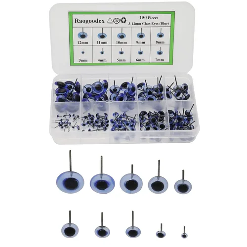 Miniatura 4 de 150 piezas de aguja de fieltro ojos mini vidrio azul ojos kits para muñecos de peluche muñecas fieltro de lana manualidades