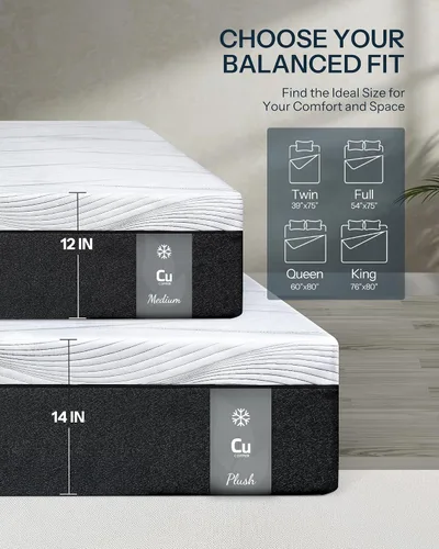 Miniatura 2 de Life Balance - Colchón híbrido twin de 14 pulgadas, fabricado en EE. UU., suave, resortes de bolsillo individuales y espuma viscoelástica de gel