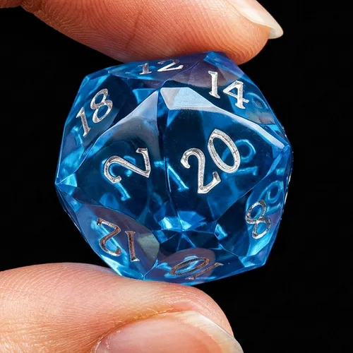 Miniatura 3 de Dados multifacéticos DND D20 individuales de resina con borde afilado de 20 caras D&D, poliédricos hechos a mano de 0.866 in para Calabozos
