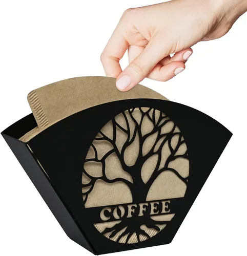 Elegante soporte para filtro de café con forma de ventilador de hierro para extender uniformemente los filtros, estante de filtro de café con