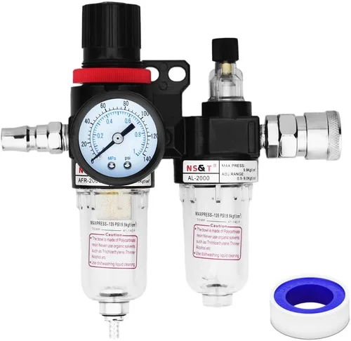 Miniatura 8 de Kit de regulador de presión de filtro de aire neumático AFR2000 de 1/4G de pulgada (0 a 145 psi) Filtro de compresor de herramienta de aire