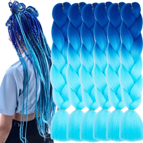Miniatura 53 de Beige (613) Cabello trenzado 6 paquetes de extensiones de cabello sintético de 24 pulgadas, extensiones de cabello trenzado Jumbo Ombre trenzado