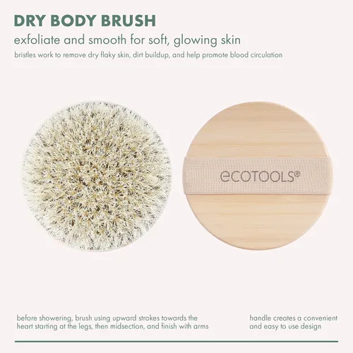 Miniatura 2 de EcoTools Cepillo corporal seco, para rutina de cuidado de la piel después de la ducha y el baño, elimina la suciedad y promueve la circulación