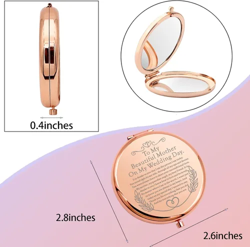 Miniatura 5 de WSNANG Espejo de maquillaje para madre de la novia, espejo compacto para mamá, regalos sentimentales, regalo de recuerdo de boda (para madre espejo)