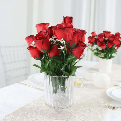 Miniatura 13 de Efavormart 12 arbustos Ramos de capullos de rosas artificiales de seda de primera calidad
