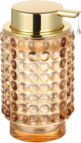 Dispensador de jabón líquido de vidrio, dispensador de líquido rellenable con bomba dorada, dispensador de jabón para las manos para baño, cocina,