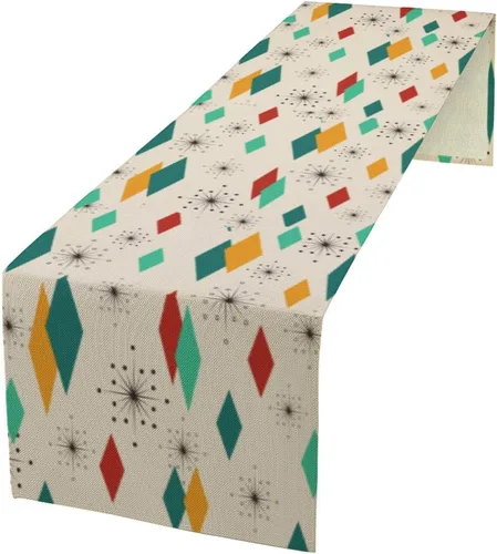 Miniatura 25 de Camino de mesa con estampado de piel de vaca, lino y algodón, rústico, estilo occidental, color negro, marrón, piel de vaca, para decoración