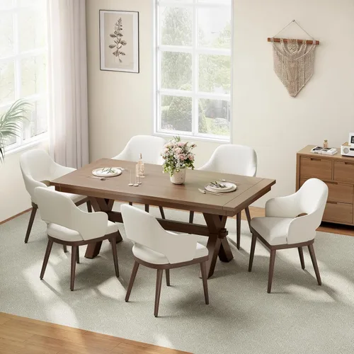 Miniatura 18 de MALOL Juego de 2 sillas de comedor de madera, silla moderna tapizada de tela para comedor, sillas laterales de cocina, silla de cena campestre