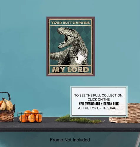 Miniatura 7 de Your Butt Napkins My Lord - Divertida decoración de pared de baño, decoración de pared de dinosaurio de dinosaurio, obra de arte de baño para niños