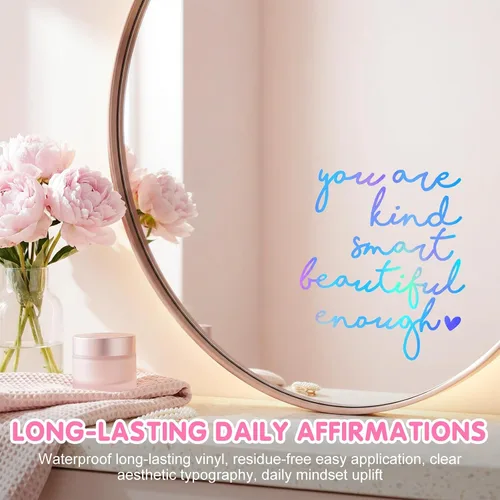 Miniatura 7 de 2 calcomanías de espejo de afirmación para niñas y adolescentes, You are Kind Smart Beautiful Enough Calcomanía, positivo amor propio, baño