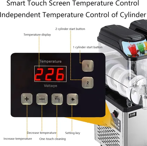 Miniatura 5 de Máquina de margarita, 12L X 2 tanques de granizado Máquina comercial Slushy modos de jugo, fabricante de bebidas frías para restaurante, bar, fiesta