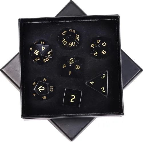 SUNYIK Juego de 7 dados poliédricos DND de piedra de cristal pulido para juegos de mesa RPG MTG, dados de juego DND, mazmorras y dragones