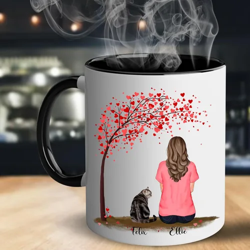 Miniatura 2 de WHIDOBE Taza personalizada de gato (1 gato) de 11 onzas, taza de 15 onzas para amantes de los gatos con avatar, gatito, nombres, regalo