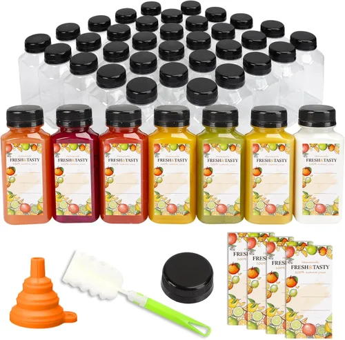Miniatura 8 de TOMNK 45pcs 2oz Plastic Shot Juice Bottles with Caps, Ginger Shot Bottles, Reusable Clear Bulk Beverage Containers for Ginger Shot, Juice, Milk, and