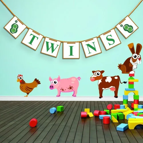 [usa-sales] Twins Baby Shower Banner guirnalda, Baby Shower Decoraciones, Photo Booth props, nuevo diseño contemporáneo de usasales vendedor