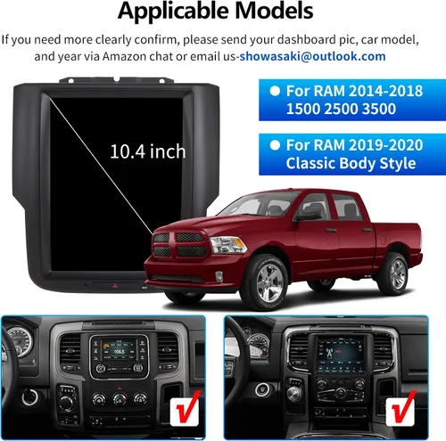 Miniatura 2 de LINKSWELL - Radio de coche para Dodge RAM 2014-2018 1500/2500/3500 Android estéreo de coche de 10.4 pulgadas, reemplazo de pantalla táctil