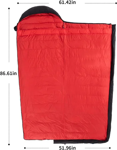 Miniatura 6 de Saco de dormir de plumón para adultos, 600 de potencia de relleno, ultraligero y compacto con saco de compresión para mochileros, camping, senderismo