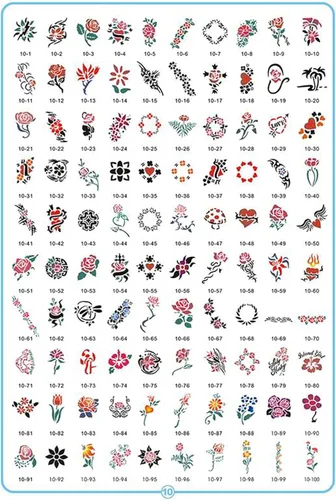 Miniatura 7 de 100 plantillas de tatuaje temporales reutilizables para aerógrafo para rostro, cuerpo, pintura, arte, pasatiempos. LIBRO 2