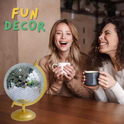 Miniatura 8 de Globo de bola de discoteca, estatuas de decoración del hogar, escultura clásica de arte de mesa con base de metal, esculturas estéticas decorativas