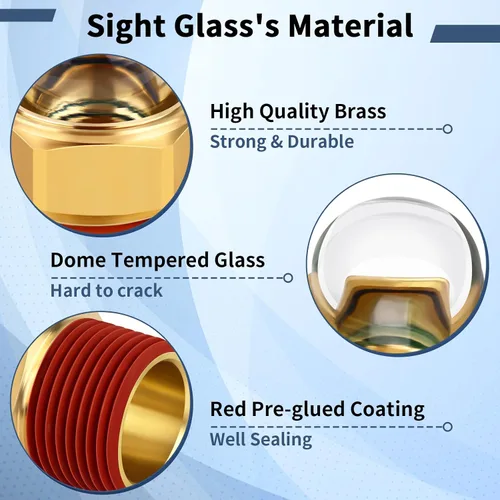 Miniatura 5 de Boltigen Cristal de visión de repuesto para compresor de aire, visor de aceite de 1 pulgada con cúpula transparente, enchufe de visión de nivel
