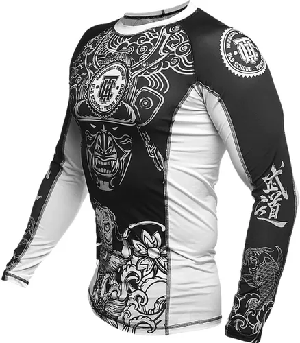 Miniatura 3 de Hardcore Training Camiseta de compresión para hombre, manga larga, Jiu Jitsu, MMA No-Gi, BJJ apretada, capa base de combate