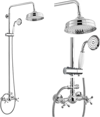 gotonovo Juego de grifería de ducha expuesta de lujo, sistema de ducha para baño, cabezal de ducha de lluvia de 8 pulgadas montado en pared con