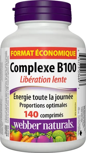 Miniatura 2 de Webber Naturals Vitamina B100 Complejo Liberación de Tiempo, 140 Tabletas