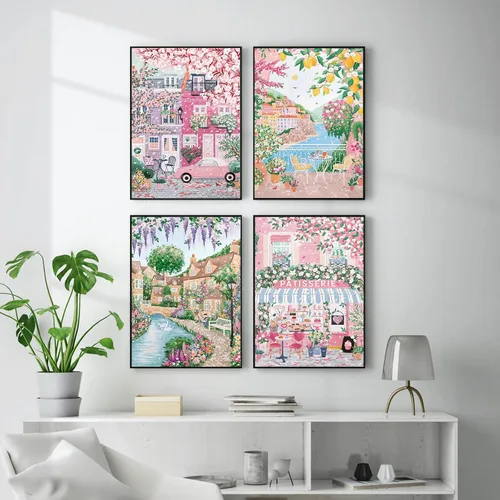 Miniatura 4 de Paquete de 4 kits de arte de diamantes de City in Love para adultos, kits de pintura de diamantes para adultos para principiantes, kits de arte