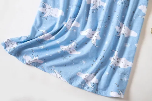 Miniatura 5 de Inadays Camisón de algodón para mujer, ropa de dormir de manga corta, camisón casual con estampado, pijama holgado y cómodo