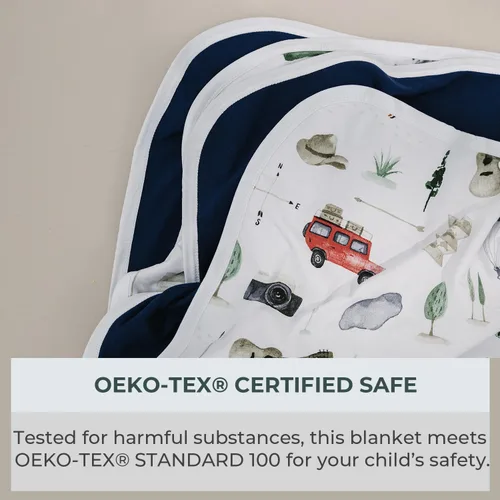 Miniatura 5 de Pobibaby Manta de bebé de alta calidad para niños, colcha de algodón suave y elástico para bebé, manta de cuna de 3 capas y mantas para niños